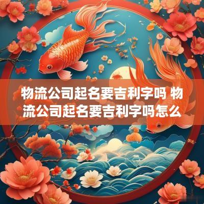 物流公司起名要吉利字吗 物流公司起名要吉利字吗怎么起