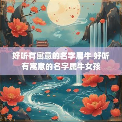 好听有寓意的名字属牛 好听有寓意的名字属牛女孩