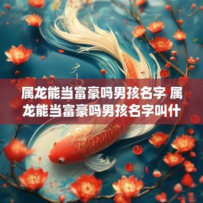 属龙能当富豪吗男孩名字 属龙能当富豪吗男孩名字叫什么