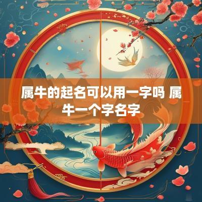 属牛的起名可以用一字吗 属牛一个字名字