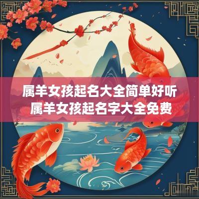 属羊女孩起名大全简单好听 属羊女孩起名字大全免费