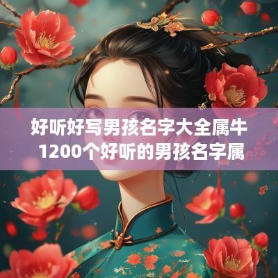 好听好写男孩名字大全属牛 1200个好听的男孩名字属牛