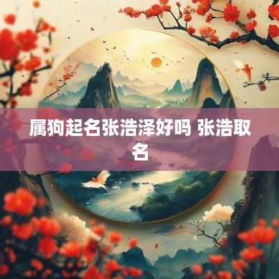 属狗起名张浩泽好吗 张浩取名