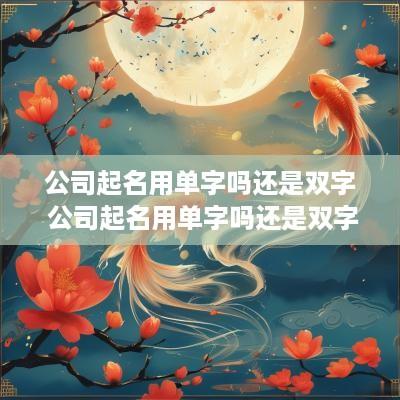 公司起名用单字吗还是双字 公司起名用单字吗还是双字好