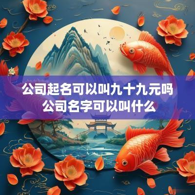 公司起名可以叫九十九元吗 公司名字可以叫什么