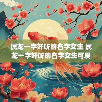 属龙一字好听的名字女生 属龙一字好听的名字女生可爱