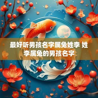 最好听男孩名字属兔姓李 姓李属兔的男孩名字