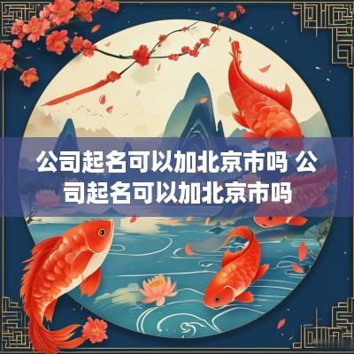 公司起名可以加北京市吗 公司起名可以加北京市吗