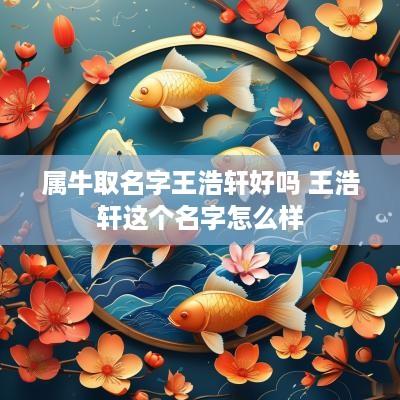 属牛取名字王浩轩好吗 王浩轩这个名字怎么样