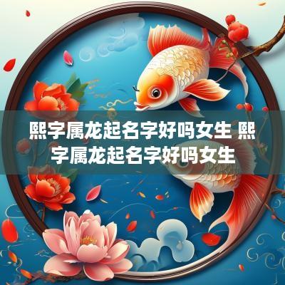 熙字属龙起名字好吗女生 熙字属龙起名字好吗女生
