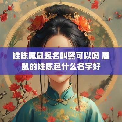 姓陈属鼠起名叫熙可以吗 属鼠的姓陈起什么名字好
