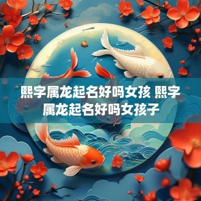 熙字属龙起名好吗女孩 熙字属龙起名好吗女孩子
