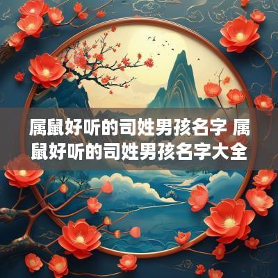 属鼠好听的司姓男孩名字 属鼠好听的司姓男孩名字大全