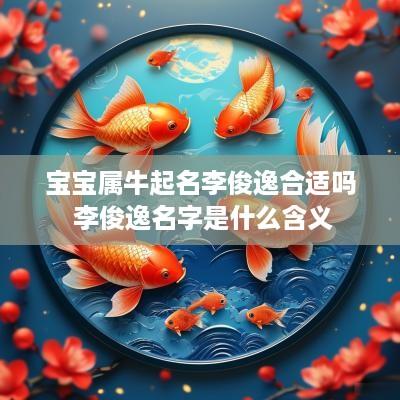 宝宝属牛起名李俊逸合适吗 李俊逸名字是什么含义