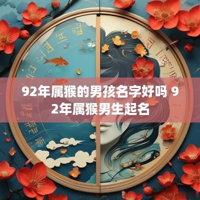 92年属猴的男孩名字好吗 92年属猴男生起名