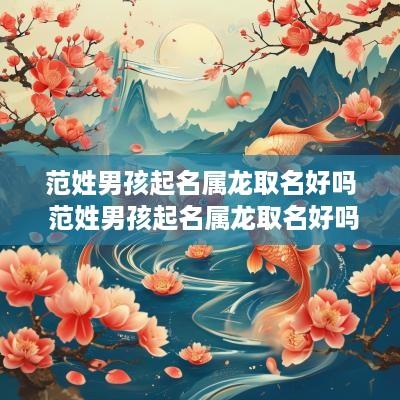 范姓男孩起名属龙取名好吗 范姓男孩起名属龙取名好吗