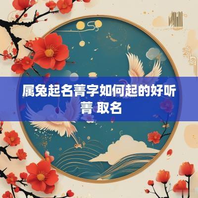 属兔起名菁字如何起的好听 菁 取名