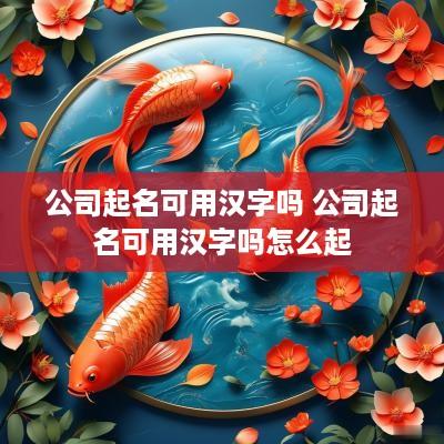 公司起名可用汉字吗 公司起名可用汉字吗怎么起
