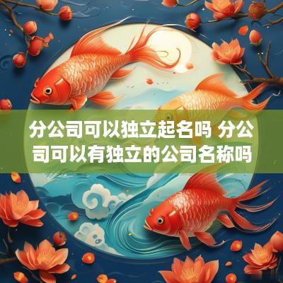 分公司可以独立起名吗 分公司可以有独立的公司名称吗