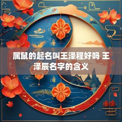 属鼠的起名叫王泽程好吗 王泽辰名字的含义