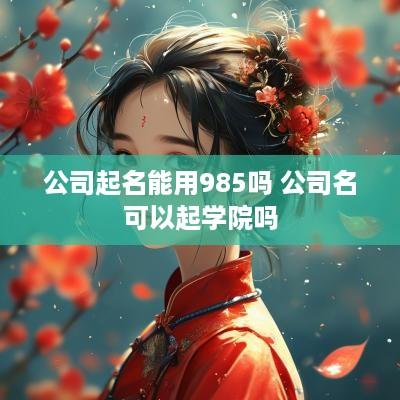 公司起名能用985吗 公司名可以起学院吗