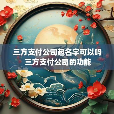 三方支付公司起名字可以吗 三方支付公司的功能