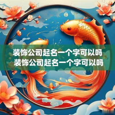 装饰公司起名一个字可以吗 装饰公司起名一个字可以吗女生