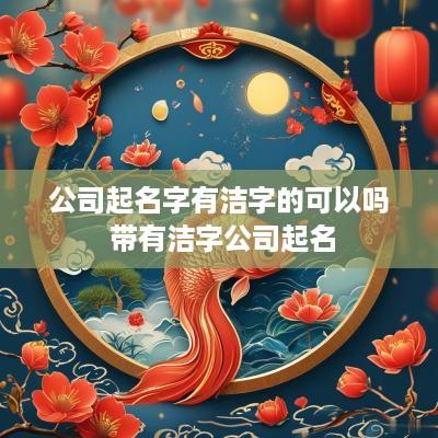 公司起名字有洁字的可以吗 带有洁字公司起名