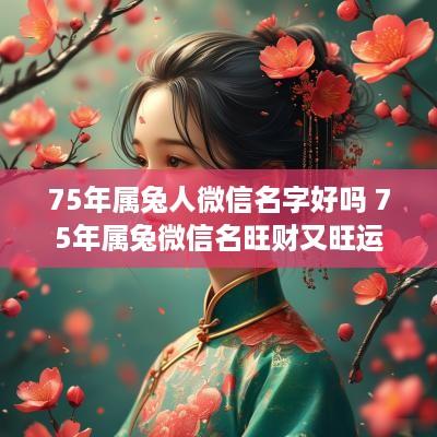 75年属兔人微信名字好吗 75年属兔微信名旺财又旺运的四个字?