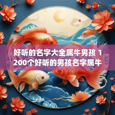 好听的名字大全属牛男孩 1200个好听的男孩名字属牛