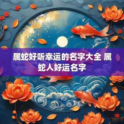 属蛇好听幸运的名字大全 属蛇人好运名字