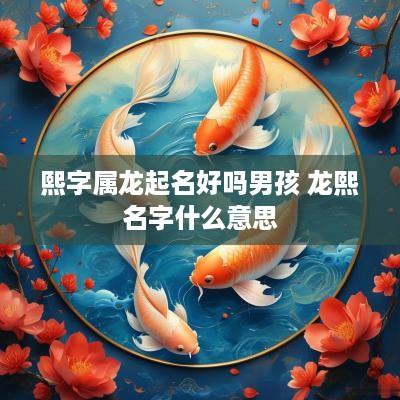 熙字属龙起名好吗男孩 龙熙名字什么意思