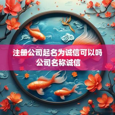 注册公司起名为诚信可以吗 公司名称诚信