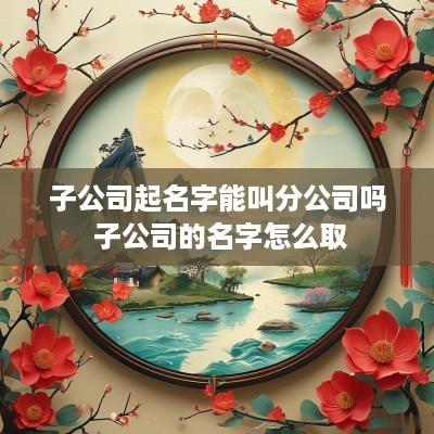 子公司起名字能叫分公司吗 子公司的名字怎么取
