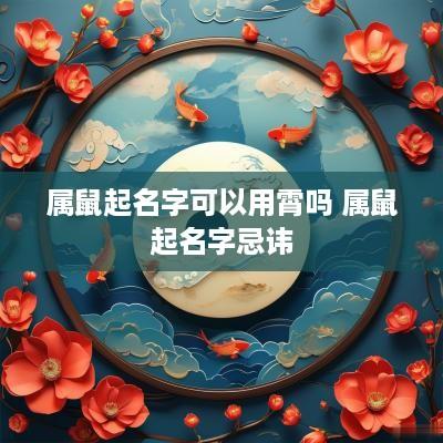 属鼠起名字可以用霄吗 属鼠起名字忌讳