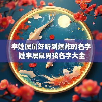 李姓属鼠好听到爆炸的名字 姓李属鼠男孩名字大全