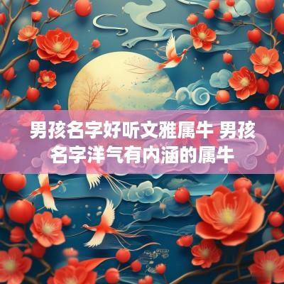 男孩名字好听文雅属牛 男孩名字洋气有内涵的属牛
