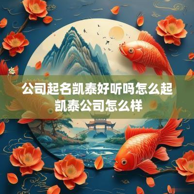 公司起名凯泰好听吗怎么起 凯泰公司怎么样
