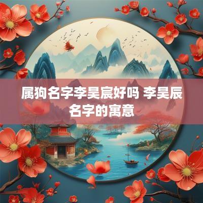属狗名字李昊宸好吗 李昊辰名字的寓意