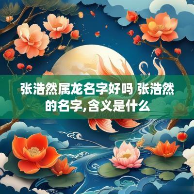 张浩然属龙名字好吗 张浩然的名字,含义是什么