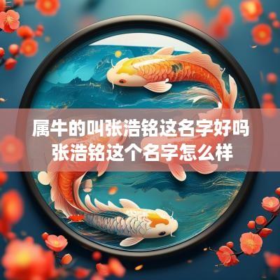属牛的叫张浩铭这名字好吗 张浩铭这个名字怎么样