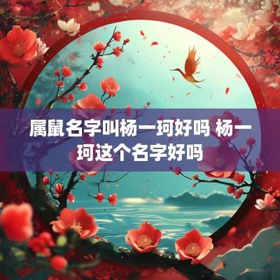 属鼠名字叫杨一珂好吗 杨一珂这个名字好吗