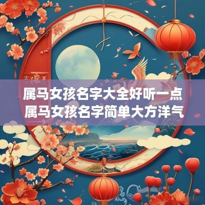 属马女孩名字大全好听一点 属马女孩名字简单大方洋气