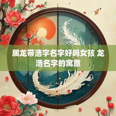 属龙带浩字名字好吗女孩 龙浩名字的寓意