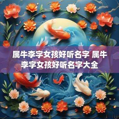 属牛李字女孩好听名字 属牛李字女孩好听名字大全