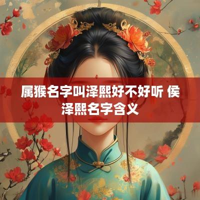 属猴名字叫泽熙好不好听 侯泽熙名字含义