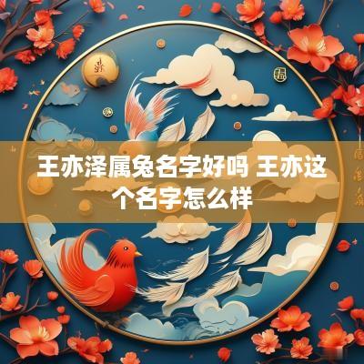 王亦泽属兔名字好吗 王亦这个名字怎么样