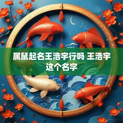 属鼠起名王浩宇行吗 王浩宇这个名字