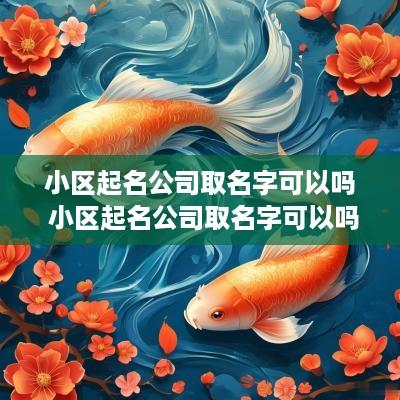 小区起名公司取名字可以吗 小区起名公司取名字可以吗怎么取