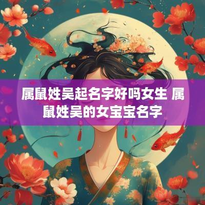 属鼠姓吴起名字好吗女生 属鼠姓吴的女宝宝名字
